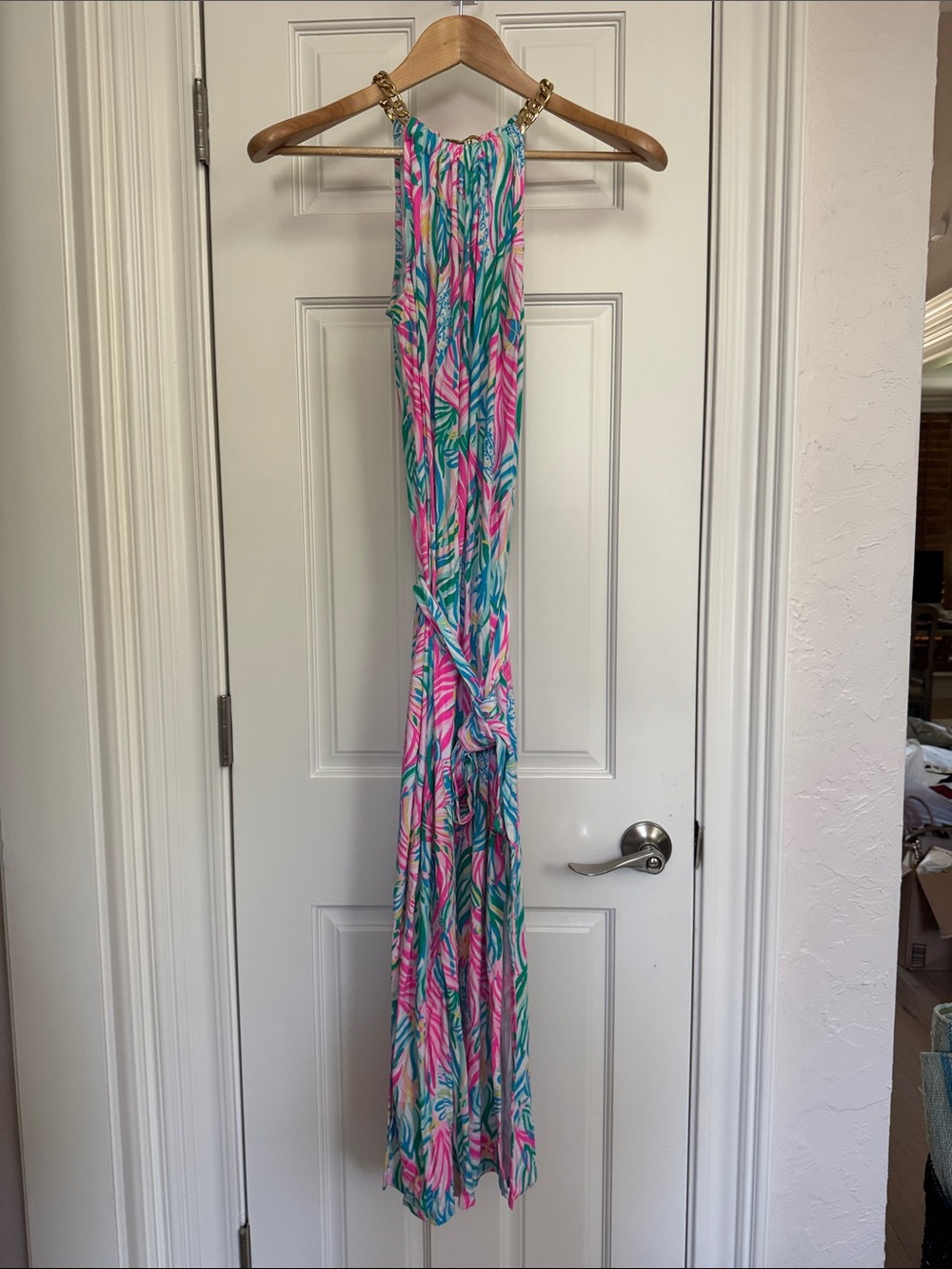 Lilly Pulitzer Pink & Teal Tropical Midi Dress
